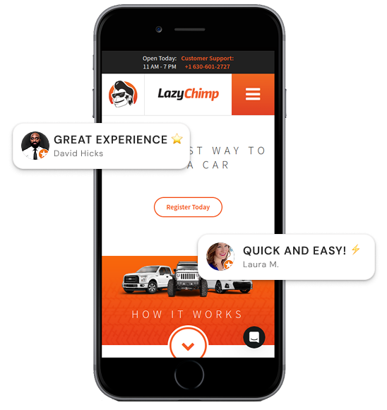LazyChimp mobile car selling experience